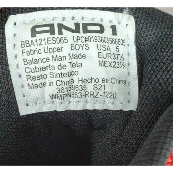 Boys AND1 Strapped Blindside Basketball Shoes Sneakers Size 5 Red - Picture 10 of 12